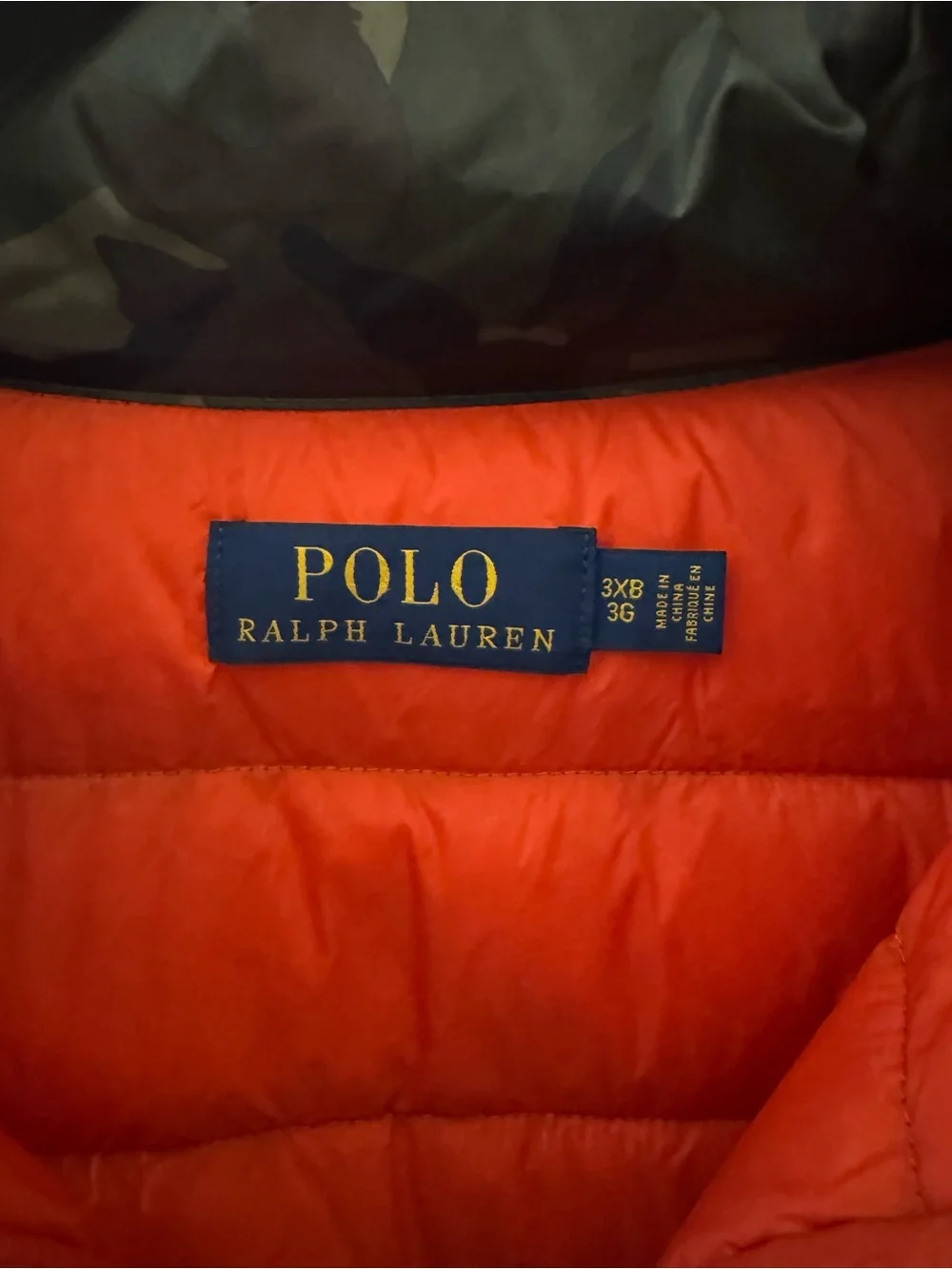 Ralph Lauren Orange-Lined Camo Puffer Vest